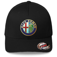Alfa Romeo Classic Logo Black Hat Flexfit Baseball Cap Printed Emblem