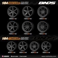 BNDS 1/64 ABS ล้อปืนโลหะพร้อมชุดประกอบล้อยางอะไหล่แต่งขอบสำหรับรถยนต์รุ่น Refitted Hotwheels Tomica Minigt