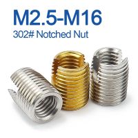 2/ 5/ 10pcs M2 M2.5 M3 M4 M5 M6 M8 M16 Galvanized/ Stainless Steel Thread Repair Insert Slotted Self-tapping Screw Sleeve Nuts