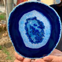 Natural agate board crystal chip blue crystal mineral coaster healing healing reiki decoration