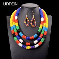 UDDEIN Handmade Ethnic Customs Boho Bead Necklace Earrings Set Vintage Statement Maxi Collar Party Gift Collier African Jewelry