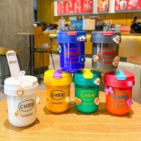 300ml Water Cup Cute Mini Plastic Water Cup Summer with Straw Ton Ton Cup Convenient Style Mens Womens Going Out Coffee Cup