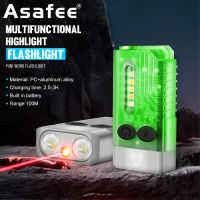 Asafee V10L 1100LM Fluorescent EDC Mini Flashlight Waterproof 2*SZ5-M3 ++5MW Lamp 100M Range Keychain Redline Blue Red 365 UV Light Beeping Alarm Flash Lantern