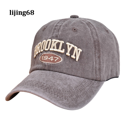Lijing ย้อนยุคล้าง BROOKLYN 1947หมวกเบสบอลหญิงคู่ม่านบังแดดหมวกฤดูร้อน Visor หมวก
