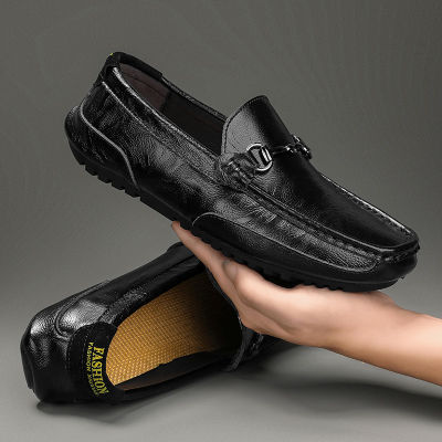 รองเท้าโบ้ทชูส์สำหรับผู้ชาย,รองเท้าหนังลำลองรองเท้าสลิปออนระบายอากาศได้คลาสสิกแฟชั่นสำหรับทุกวัน