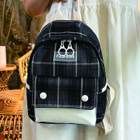 Cute Womens Backpack for Girls Plaid Schoolbag Female Patchwork Backpacks Casual Lady Nylon Rucksack Woman Preppy Style Mochila