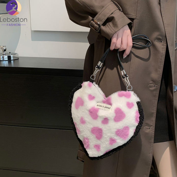 กระเป๋าแบบหนีบแขนรูปหัวใจแสนหวานสำหรับผู้หญิงของขวัญกระเป๋าสะพายไหล่สำหรับเด็กผู้หญิงแบบมีซิป