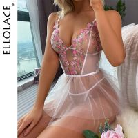 ZZOOI Ellolace Exotic Dresses Sexy Sleepwear Fairy Nightie Intimate Fancy Transparent Outfits Ruffle See Through Sex Nightgown