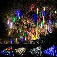 Solar Powered 30/50CM 8 Tubes LED Meteor Shower Rain Lights Waterproof Garden Raindrop Light for Christmas Holiday Party Wedding