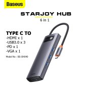 Bộ USB Hub Type C Baseus Starjoy 6-Port 6 in 1 HDMI , USB , VGA cho laptop