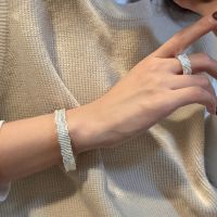 Original S925 sterling silver wrinkled gear silver bracelet womens fashion personality bracelet ins design hand jewelry light luxury high-end