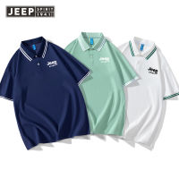 JEEP Sirit เสื้อยืดแขนสั้นสำหรับผู้ชาย,เสื้อโปโลผ้าไอซ์ซิลค์เสื้อบางทรงหลวมเรียบง่ายแห้งเร็วสำหรับฤดูร้อน