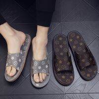 ♠ xing lu nan Ready Stock Summer Home Furnishing Nordic Style High-End Influencer Couple Leather Slippers Bedroom Household Soft-Soled Sand