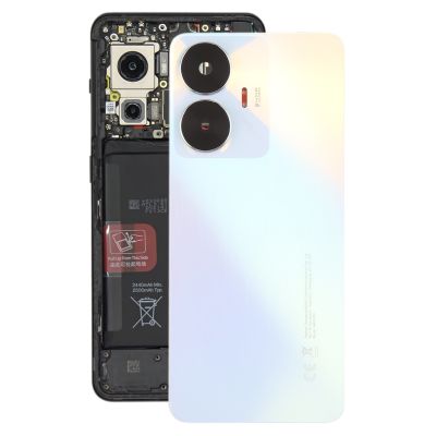 (ความงามของ Iverson) สำหรับ Realme C55ฝาหลังดั้งเดิมด้วย Tutup Lensa Kamera (สีดำ)