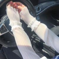 SummerThin Lace Mesh Arm Sleeve Sunscreen  Breathable  Long Fingerless  Women Sun Protection Sleeves Gloves Lady Sleeves