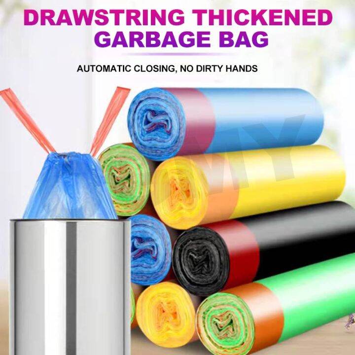LHK 5 Rolls Garbage Bag with String Tie/ Assorted Color Trash Bag with