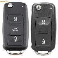 2 3ปุ่มรถระยะไกลพลิก Key Fob กรณีเชลล์สำหรับโฟล์คสวาเกนกอล์ฟ MK6โปโลด้วง Tiguan T Ouran P Assat แคดดี้ Jetta Eos S Cirocco