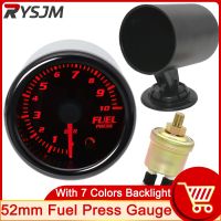 ♂◄► HD 52mm Fuel Press Gauge with Fuel Pressure Sensor 1/8NPT 0 10 Bar 7 Colors Backlight Fuel Pressure Gauge Car Oil Pressure Meter