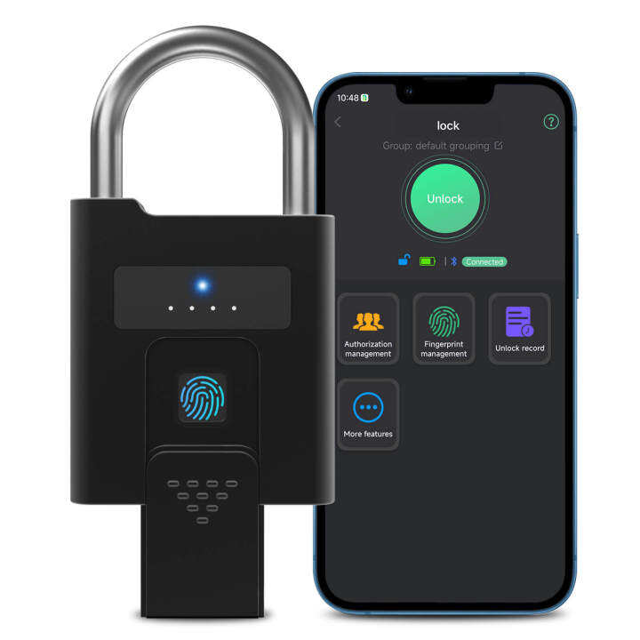 Pothunder Padlock with Key, Fingerprint Padlock with APP, Heavy Duty