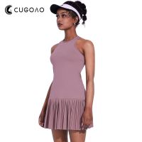 CUGOAO Woman 2pcs Tennis Dress Suit with Short Bra Pad Fashion Sleeveless Golf Badminton Dresses Set Casual Outdoor Sportswear