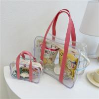 ♛◐ Japanese And Korean Ins Small Fresh Macaron Jelly Bag Large Capacity Portable Transparent PVC Beach Bag