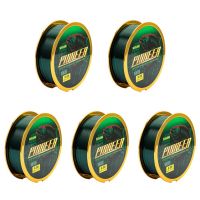 Kenardo 5PCS 100M Strong Tensile Wear-Resistant Nylon Fishing Line Japanese Fishing Line Dark Green Elastic Stretchy Crystal Line