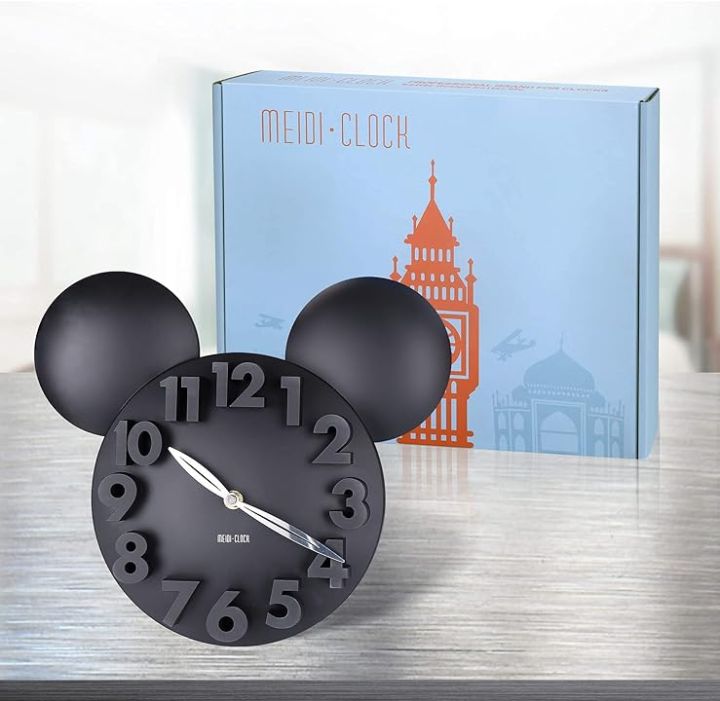 meidi-clock-modern-design-mickey-mouse-big-digit-3d-wall-clock-home-decor-black-นาฬิกาแขวนผนัง-สินค้าพร้อมส่ง