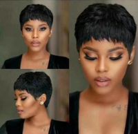 Short Synthetic Hair Pixie Wigs Pixie Cut Short Black Wavy Wigs Layered Short Hair Wigs for Black Women2023