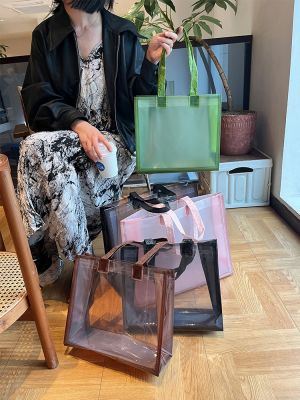 Shoulder high-grade PVC transparent shopping handbag custom clothing store clothes packaging gift packaging wholesale 【MAY】