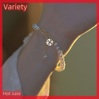 Variety ✨Hot Sale✨ กำไลข้อมือเลียนแบบเงินทองแดงแบบกลวงปรับได้สำหรับผู้หญิงสร้อยข้อมือไข่มุกพู่ยาวนำโชคแบบกลวงหรูหราเครื่องประดับของขวัญวันเกิดลูกสาวสาวๆ