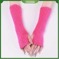 CHUAN ไม่มีนิ้ว ถุงมือข้อมือยาว ที่อุ่นแขน สีขาวสีดำ ถุงมือป้องกันข้อศอก ภาษาญี่ปุ่นญี่ปุ่น พังก์สไตล์ ปลอกข้อมือข้อเท้า เด็กหญิงเด็กชาย