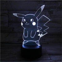 TAKARA TOMY โปเกมอนอะนิเมะตัวเลข3D Led Pikachu ไฟในคืนตกแต่งบ้านรุ่นของเล่นเปลี่ยนสีการกระทำหุ่น15ประเภทตุ๊กตา