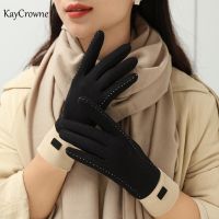 New Fashion Lady Gloves Women Winter Vintage Cycling Thick Warm Windproof Full Finger Touch Screen Female Glove Mittens G053