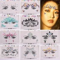 【YF】 3D Sexy Face Tattoo Stickers Jewels Glitter Diamond Crystal Temporary Fake  Rhinestones for Women Party Stage