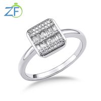 ZONGFA แหวนเงิน925ทรงสี่เหลี่ยมสำหรับผู้หญิง0.3เครื่องประดับสำหรับปาร์ตี้งานแต่งงานเป็นประกาย