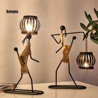 [bo] Nordic Candlestick Abstract Iron Men Candle Holder Home Bar Restaurant Decor