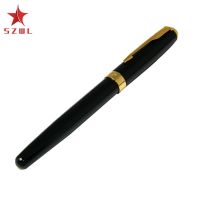 SZWL Baoer Black Classic Ciger Golden Ring Fountain Pen Stylish with Push in Style Ink Converter