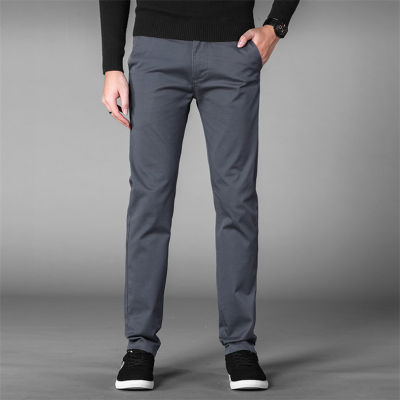 4 Colors Casual Pants Men Classic Style  New Business Elastic Cotton Slim Fit Trousers Male Gray Khaki Plus Size 42 44 46