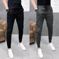 CODwuyan8340 Men Casual Fashion Slim Fit Pant Black Gray Summer Ankle Length Pants Teen drawstring trousers