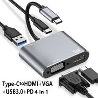 USB ฮับ C เป็น HDMI 4K /Vga/ USB 3.0 /Pd ตัวแปลงแบบหลายพอร์ตชาร์จเร็วแท่นวางมือถือสำหรับ Macbook หน้าจอโปรเจคเตอร์