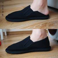 Vintage Canvas Wing Chun Kungfu Shoes Black Chinese Traditional Shoes Wushu Tai Chi Old Peking Shoes Martial Art Sneaker