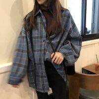 Herstory Female Spring Street Blouse Shirts Vintage Oversized Plaid Flannel Boyfriend Tunic Shirt for Women Casual Korean Tops