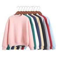 Woman Sweatshirts 2022 Sweet Korean O-neck Knitted Pullovers Thick Autumn Winter Candy Color Loose Hoodies Solid Womens Clothing