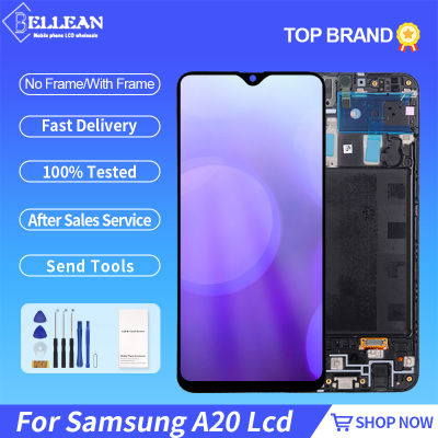 6.4นิ้วจอแสดงผล A20สำหรับ Samsung Galaxy A205 LCD Touch Screen Digitizer SM-A205F A205F ประกอบกับกรอบจัดส่งฟรี