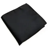 Mens Pocket Hanky Plain Color Wedding Party Square Hankerchief (Black)