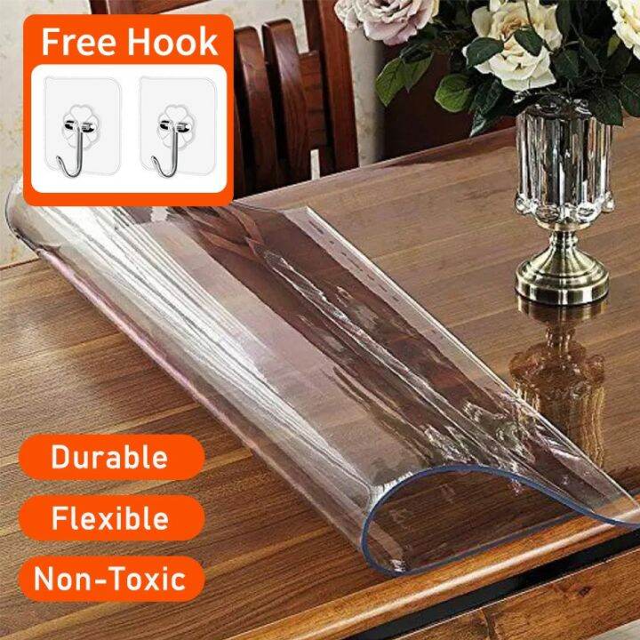 PVC Clear Plastic Table Cloth Cover Transparent Dining Table Soft Glass