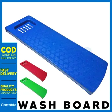 Wash Board, Washboard for Hand Washing Clothes, Plastics Laundry Scrub  Board Household With Holder Portable (A-Navy blue)