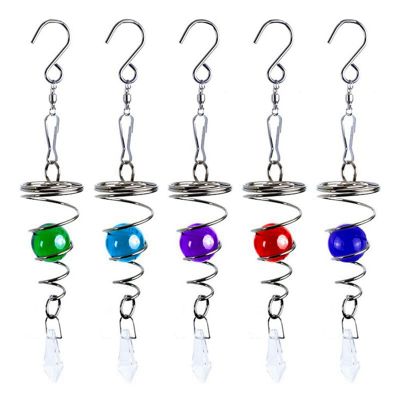 5Pcs Spiral Wind Chimes Crystal Ball Wind Chime Glass Ball Wind Tail Hanging Pendant Wind Spinner Pendants Rotating Hook Wind Chime Tail for Home Garden Yard Decoration