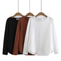 【มีไซส์ใหญ่】Plus Size XL-4XL Womens Long Sleeved Casual A-line Shirts Oversized Solid Color Female White Black Tops