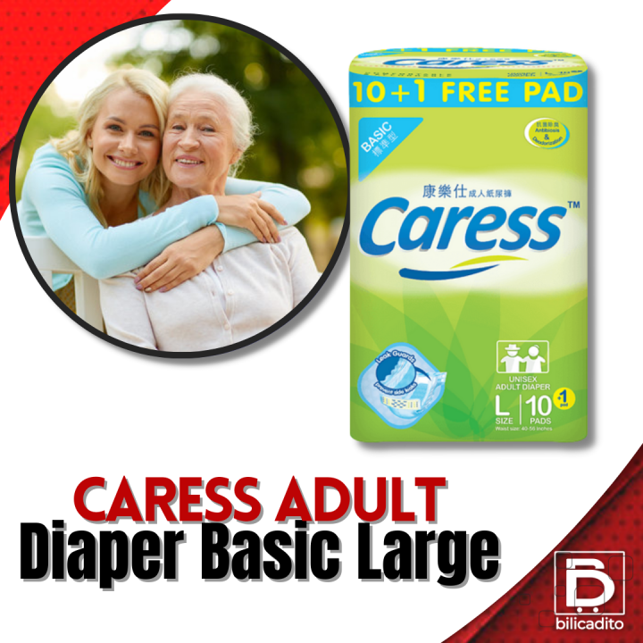 Caress Adult Diaper Basic Large 10s Superior Incontinence Protection, Comfortable Fit, and
